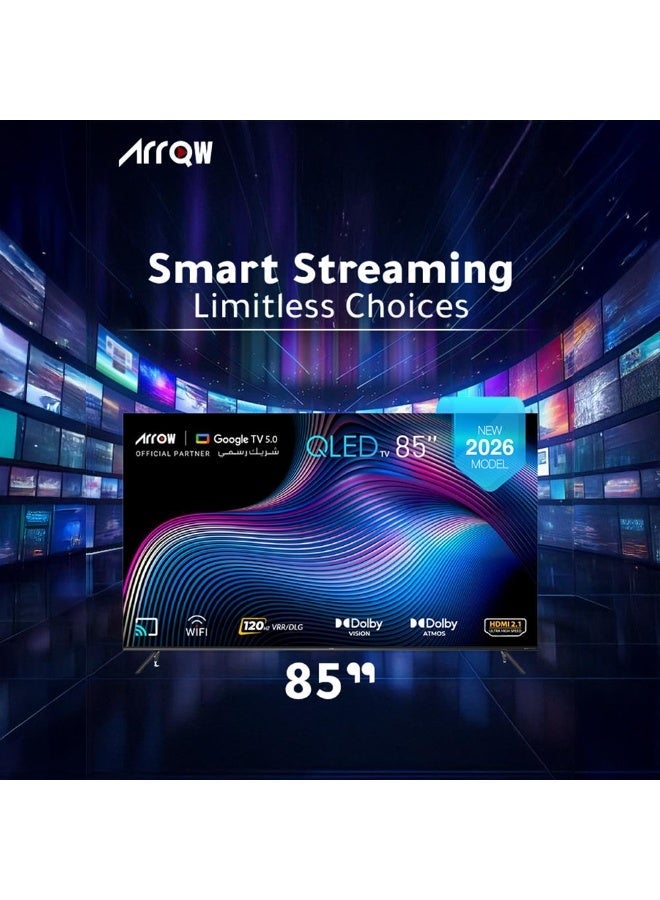 ارو تلفزيون QLED ذكي 85 بوصة 4K – Google TV 5.0 – Dolby Vision & Dolby Atmos – تحديث 120Hz – RO-85LCQ120 - Image 4